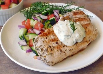 Greek Style Pork Chops with Simple Salad